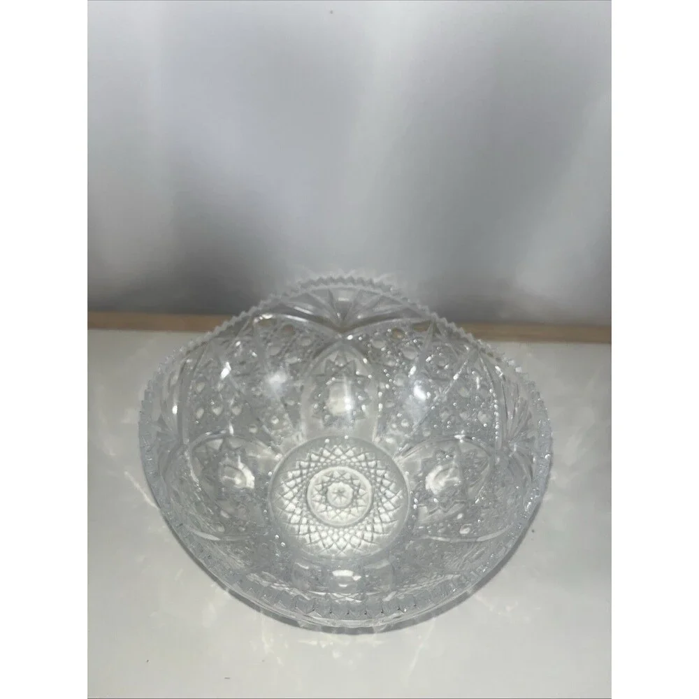 Vintage Cut Crystal Bowl/Salad/decirative Piece/ David Star/9inch Diameter